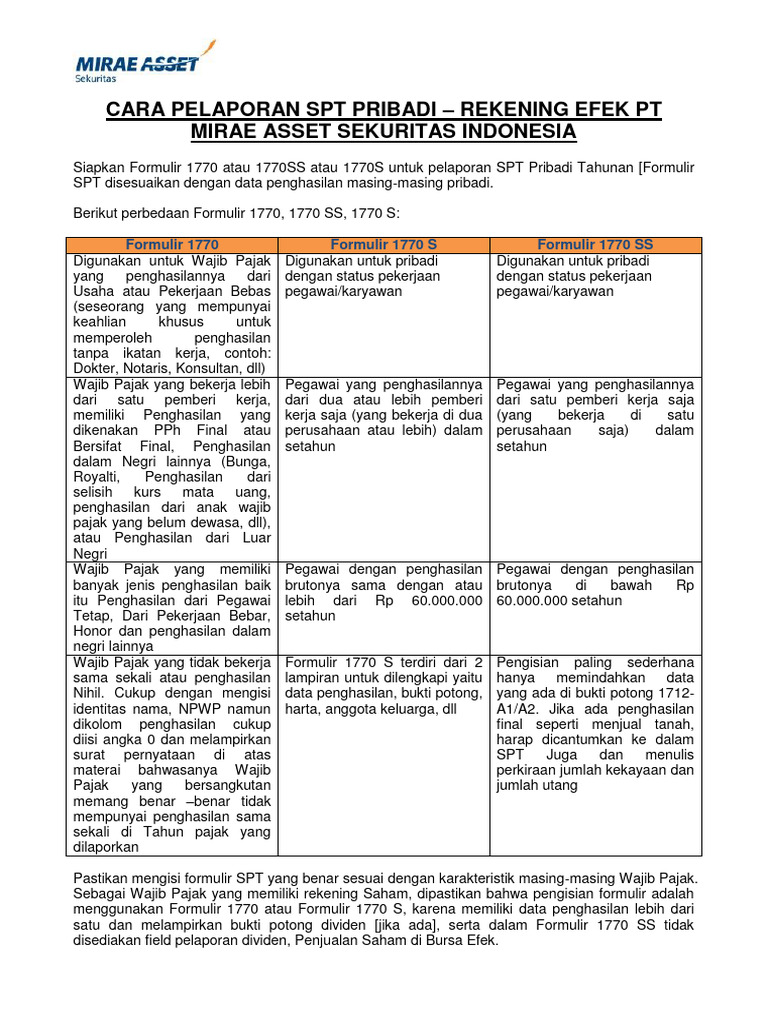 Panduan Pelaporan SPT Pribadi 2023 | PDF