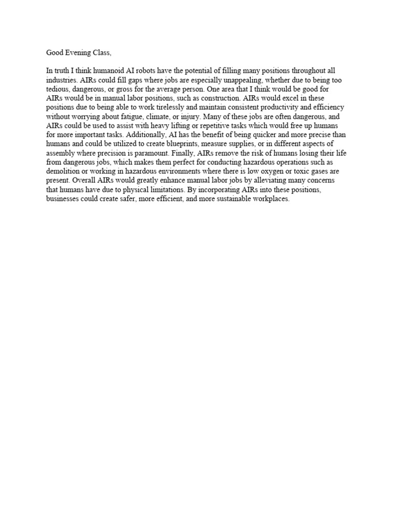 AI Robots in Manual Labor | PDF | Technology & Engineering