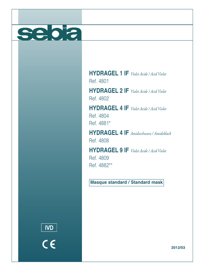 Sebia Hydrasys User Manual for Hydragel Kits | PDF | Gel ...