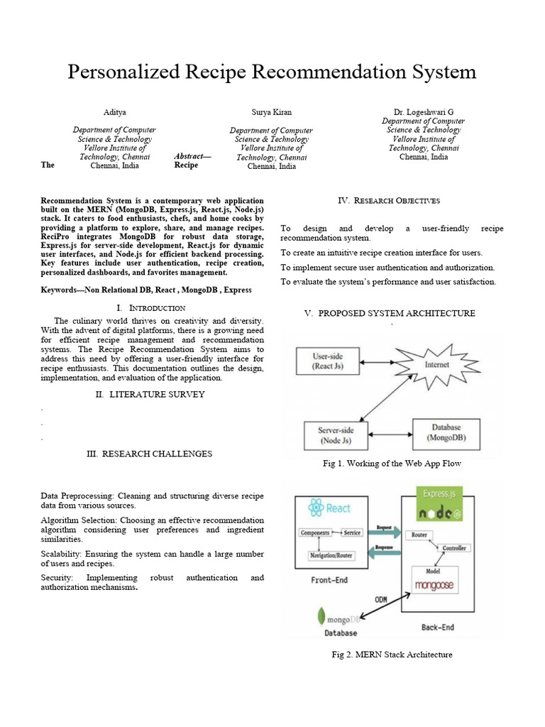 Personalized Recipe System Overview | PDF | Databases | Mongo Db