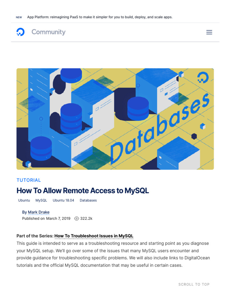 How To Allow Remote Access To MySQL - DigitalOcean | PDF | My Sql ...