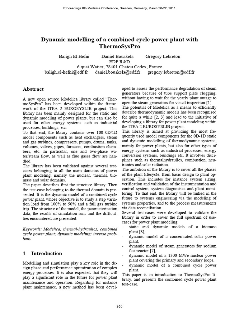 Dynamic Modeling of Combined Cycle Power Plant | PDF | Fluid Dynamics ...