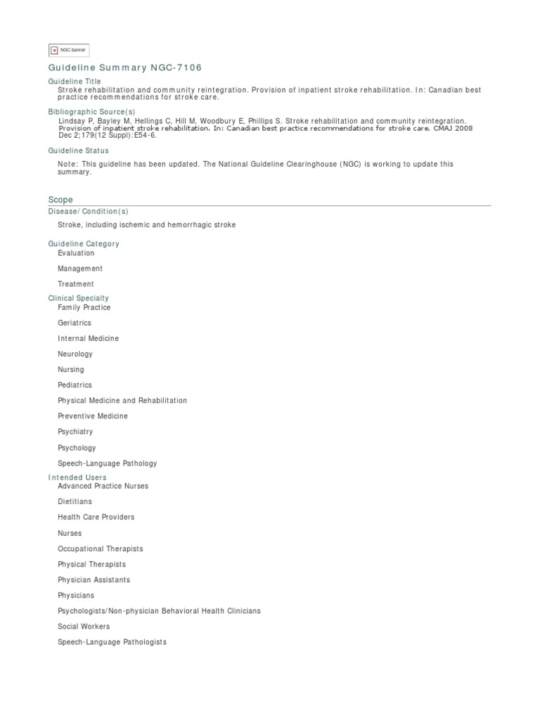 NGC 7106 PDF Stroke Evidence Based Medicine