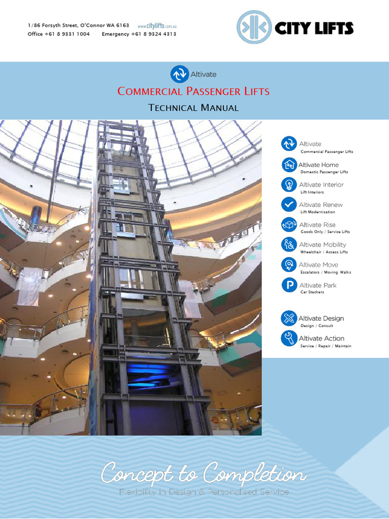 Commercial Passenger Lifts Manual | PDF | Elevator | Door