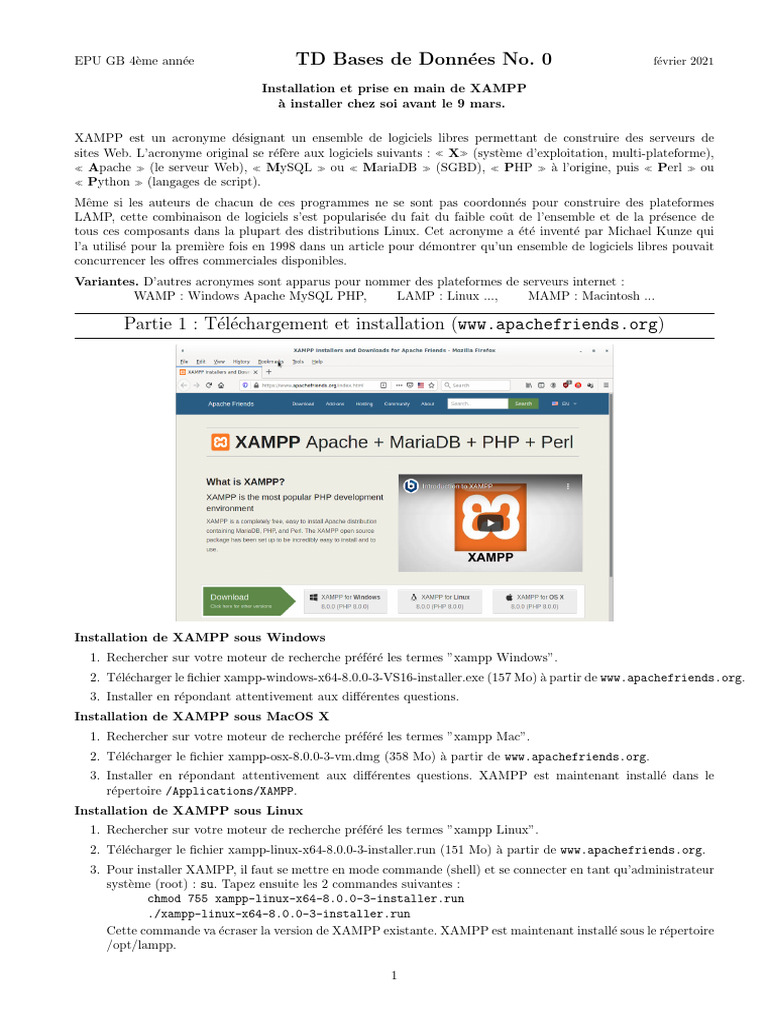 Installation de XAMPP sous Windows | PDF | PHP | MySQL