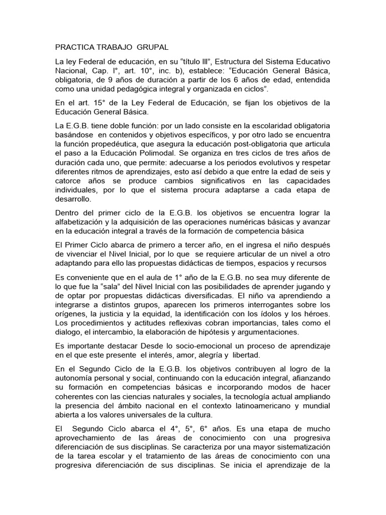 Practica Trabajo Grupal | PDF | Educación de la primera infancia ...