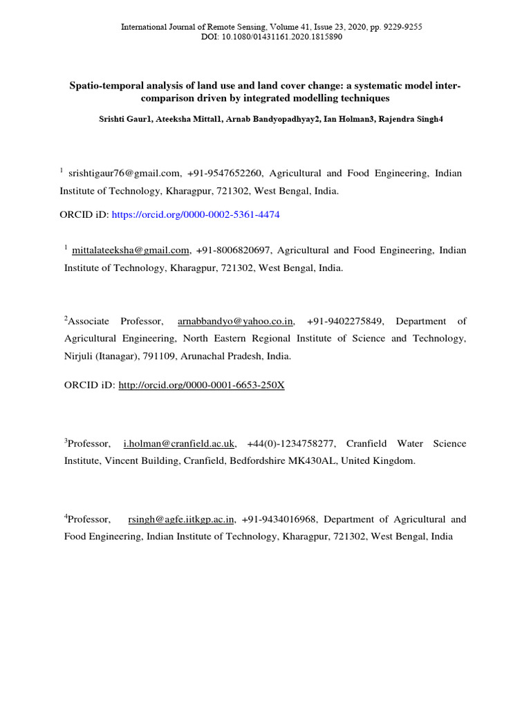 Spatio-Temporal Analysis of Land Use and Land Cover Change-2020 | PDF ...