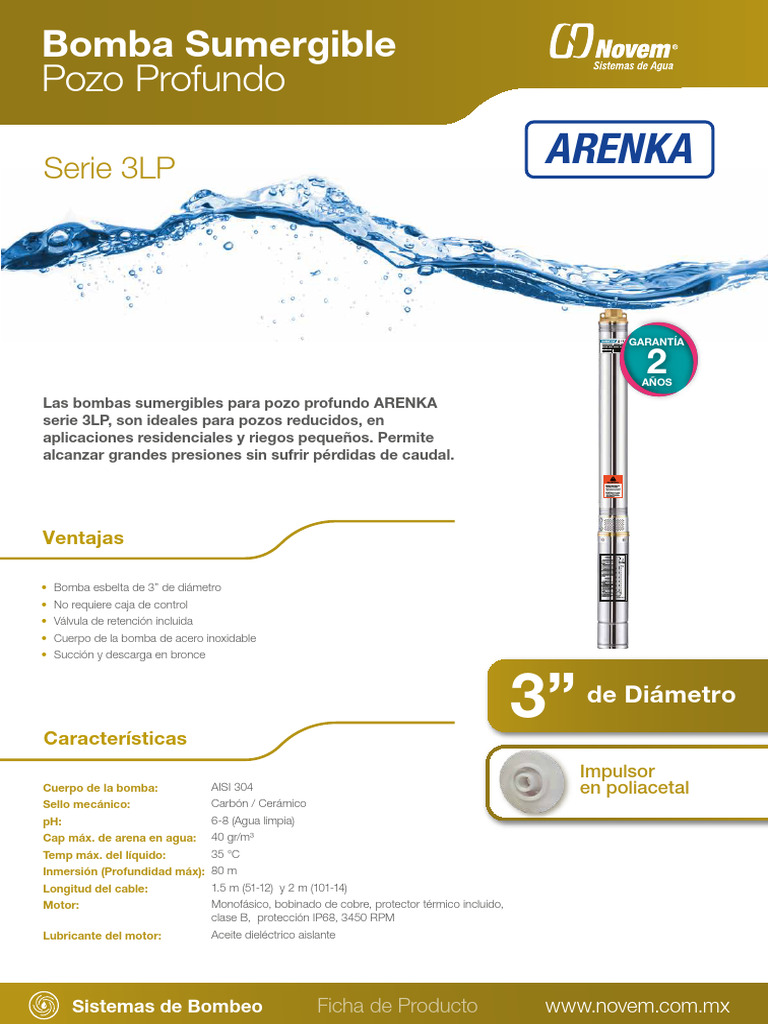 Bomba Sumergible Arenka 3LP ½ HP | PDF | Bomba