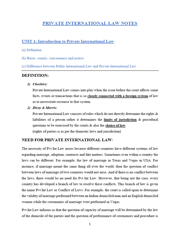 Overview of Private International Law | PDF | Domicile (Law ...