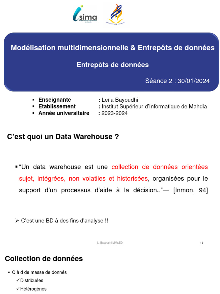 Modélisation des Entrepôts de Données | PDF | Entrepôt de données ...