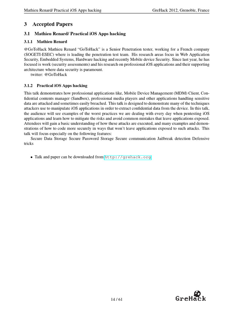 GreHack-2012-Paper-Mathieu Renard - Practical IOS Apps Hacking | PDF ...