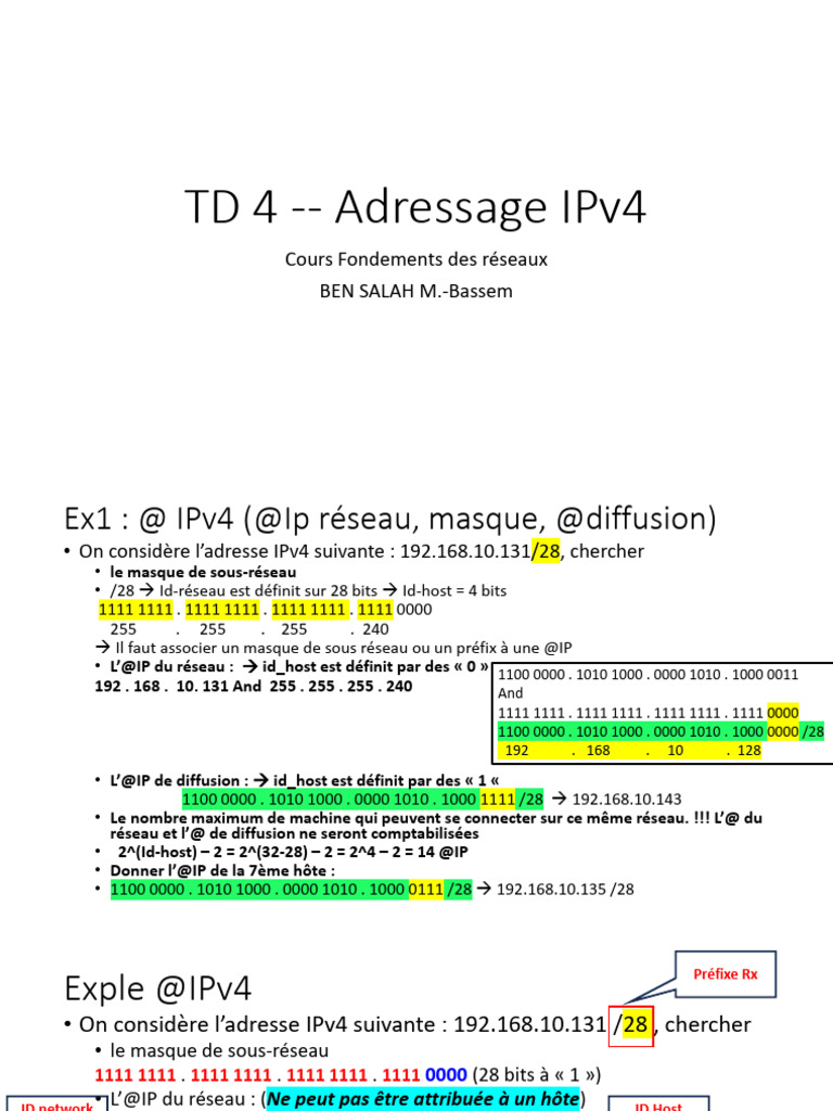 Masque de sous-réseau et adressage IPv4 | PDF | Adresse IP | Réseau étendu