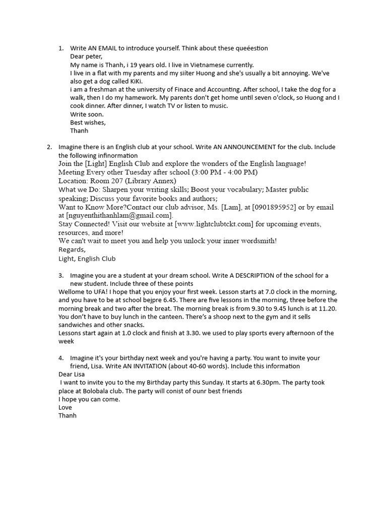 Essential Writing Samples for Students | PDF