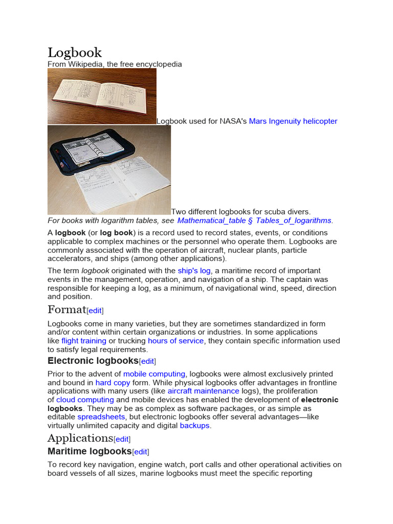 Understanding Logbooks: Types and Uses | PDF | Scuba Diving | Computing