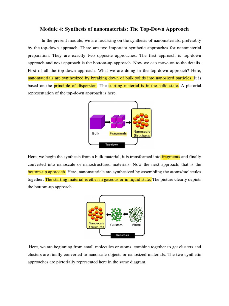 Script-Synthesis of Nanomaterialsthe Top Down Approach | PDF ...