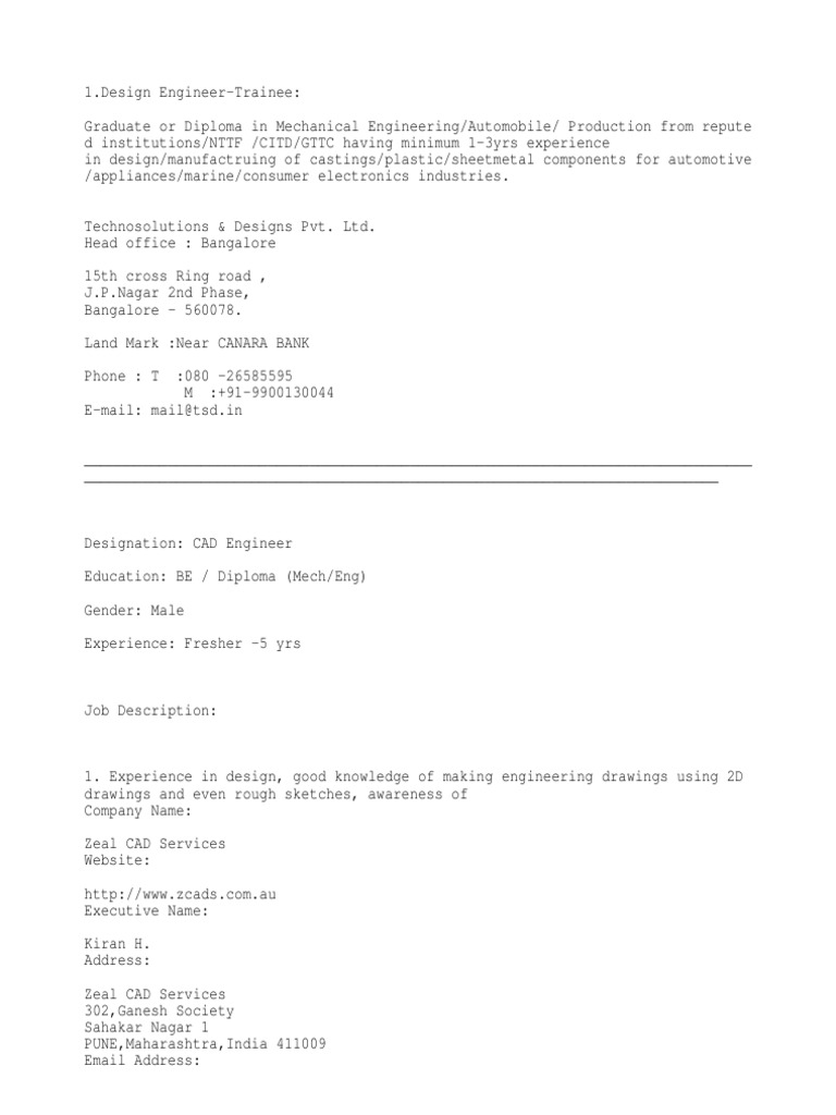 Placements | PDF | Engineer | Engineering Design Process