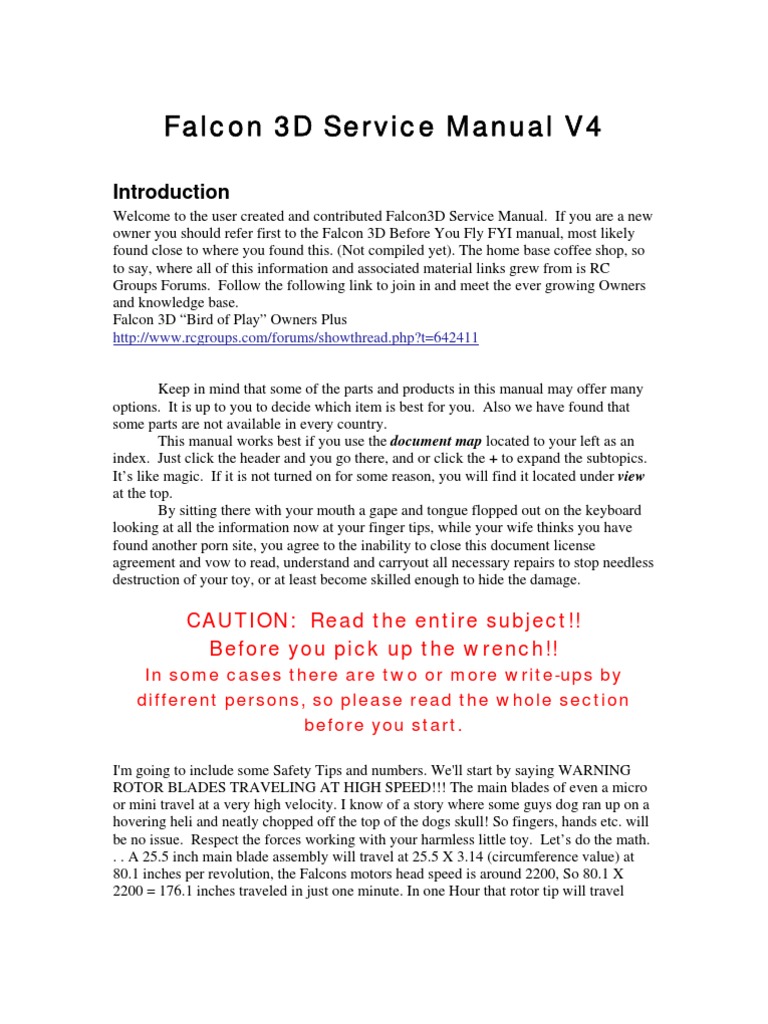 Falcon 3D Service Manual V4 Guide | PDF | Battery Charger | Gear
