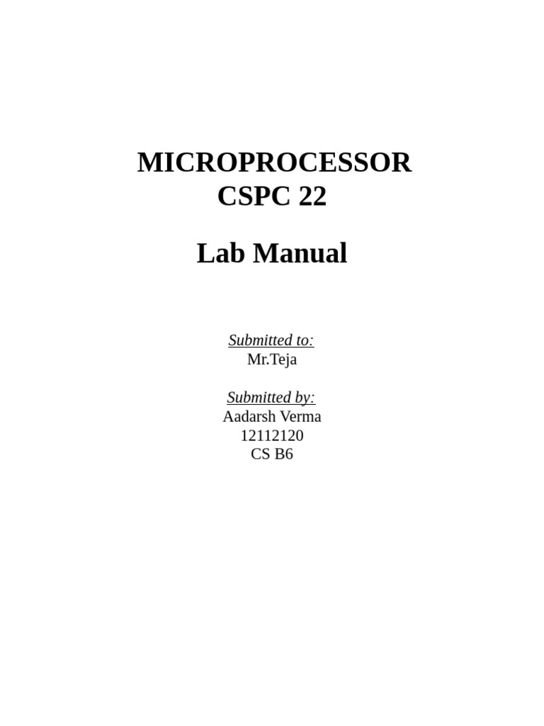 Microprocessor Lab Manual Experiments | PDF | Computer Science | Arithmetic