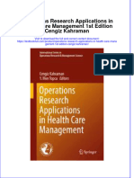 Textbook Operations Research Applications in Health Care Management 1St Edition Cengiz Kahraman Ebook All Chapter PDF