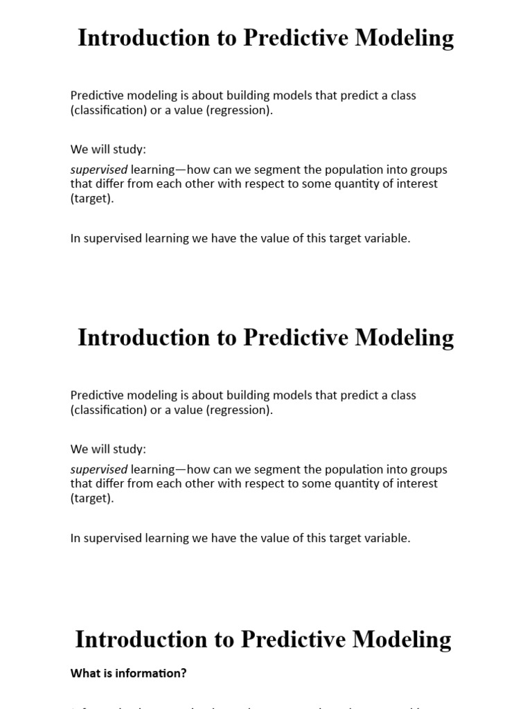 3 - Intro To Predictive Modeling | PDF | Entropy | Machine Learning