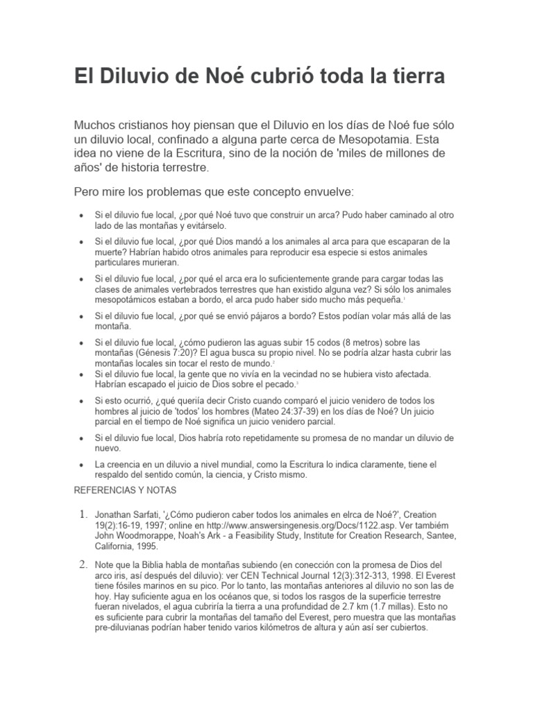 El Diluvio Global de Noé: Evidencias | PDF | Mito de la inundación ...