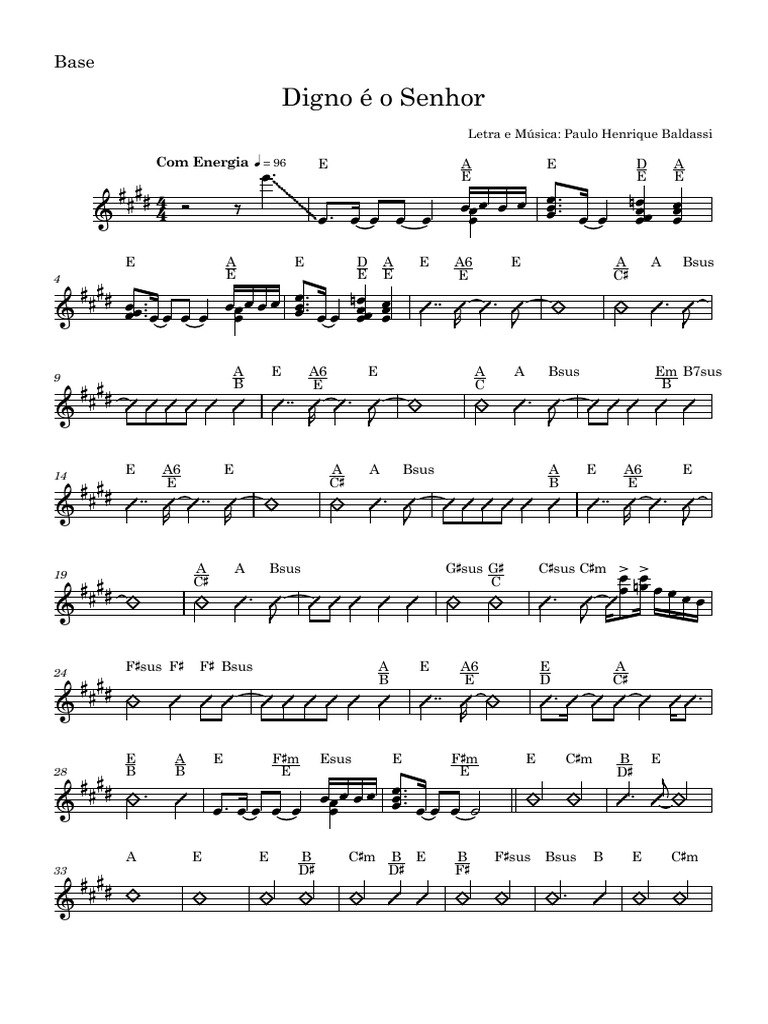 Partitura-Digno É o Senhor-Base | PDF