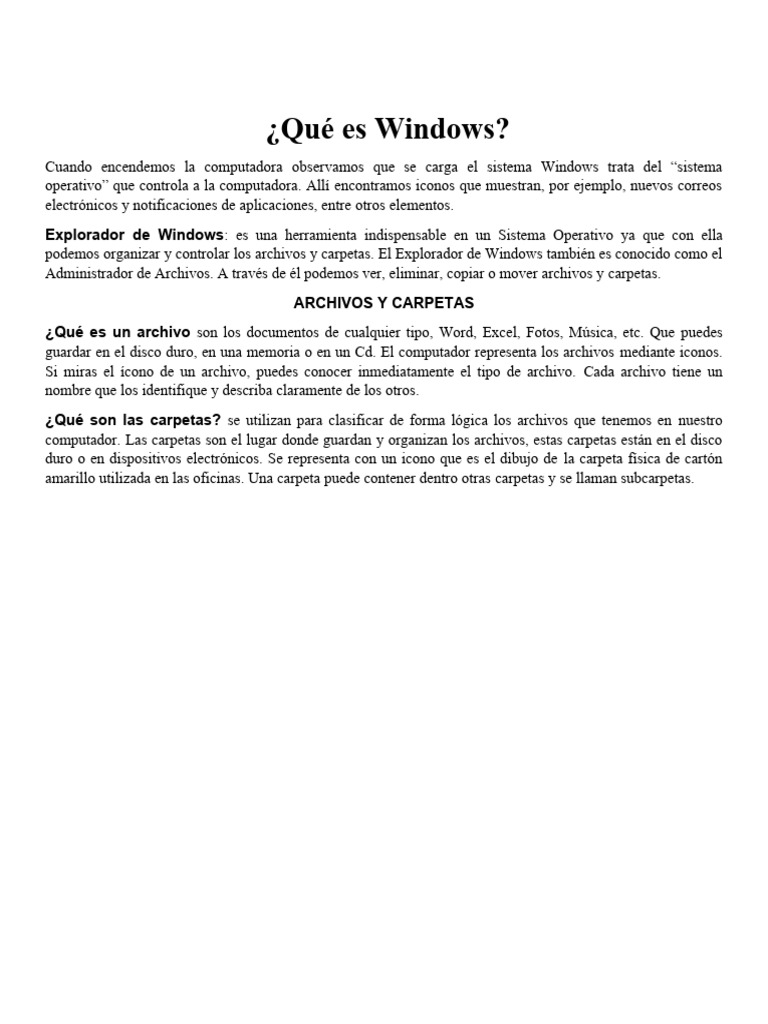 Introducción a Windows y su Explorador | PDF | Archivo de computadora ...
