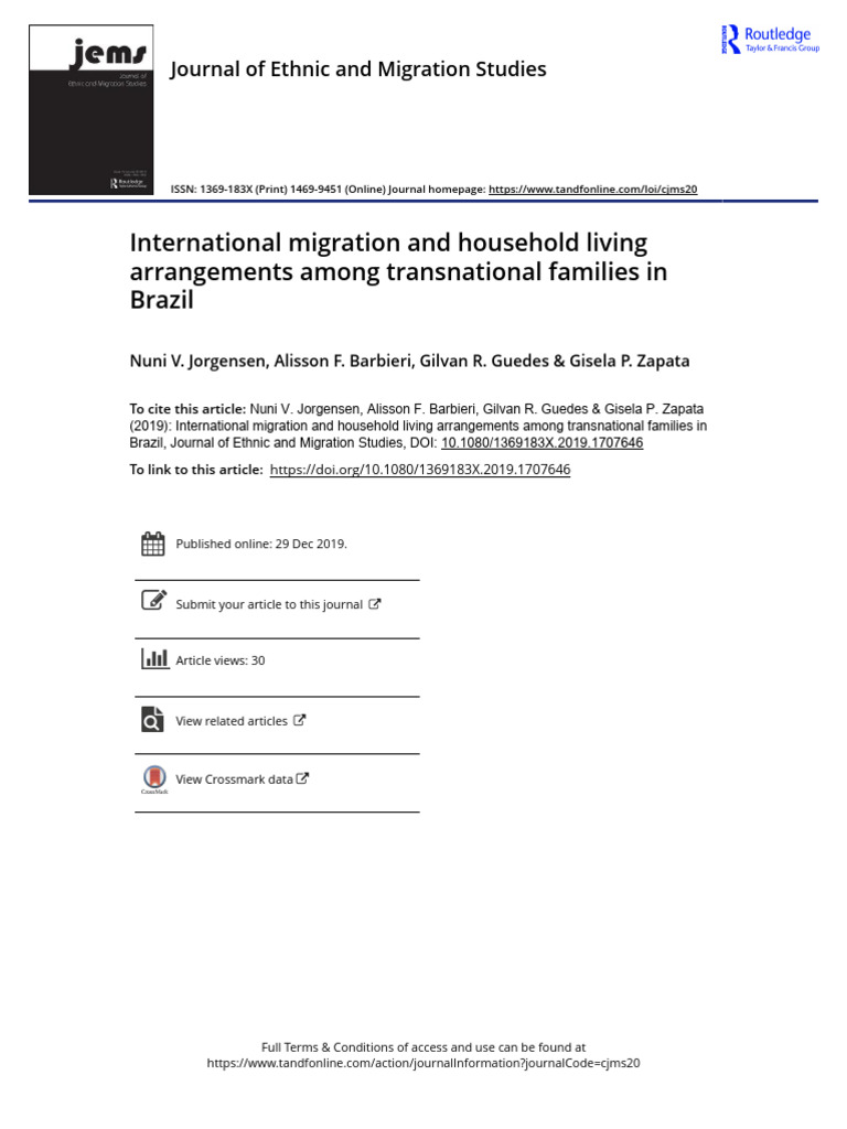 Transnational Families and Migration in Brazil | PDF | Human Migration ...