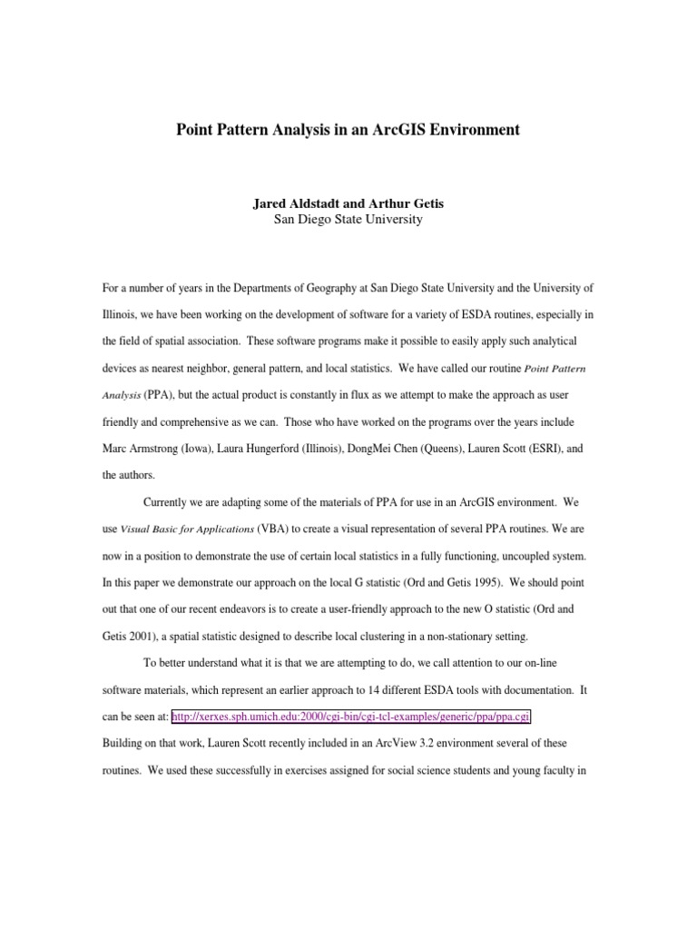 Point Pattern Analysis in An ArcGIS Environment | PDF | Esri | Arc Gis