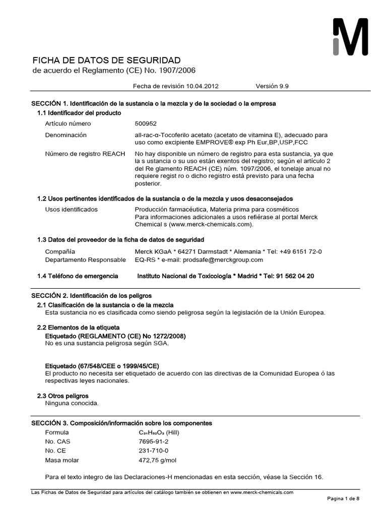 Acetato de vitamina e 7695 91 2 pdf agua toxicidad