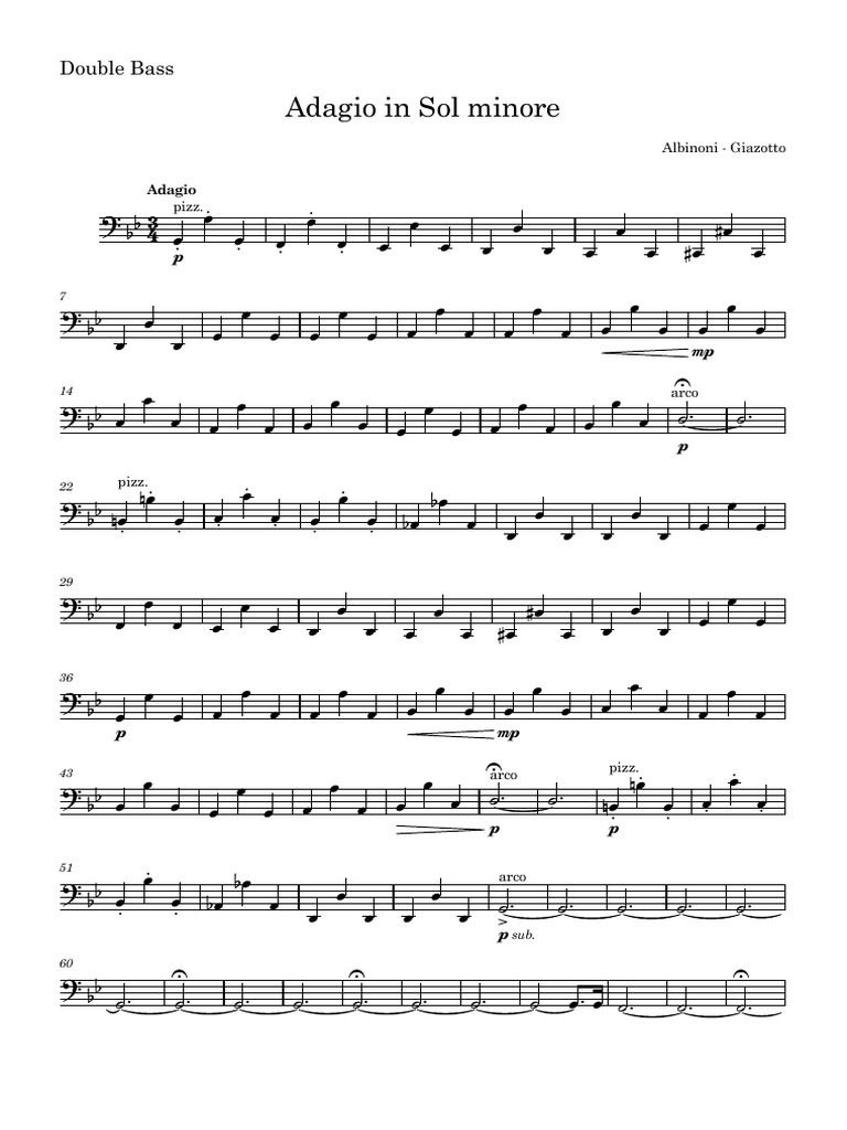 Double Bass Adagio Sheet Music | PDF | Compositions | String Instruments