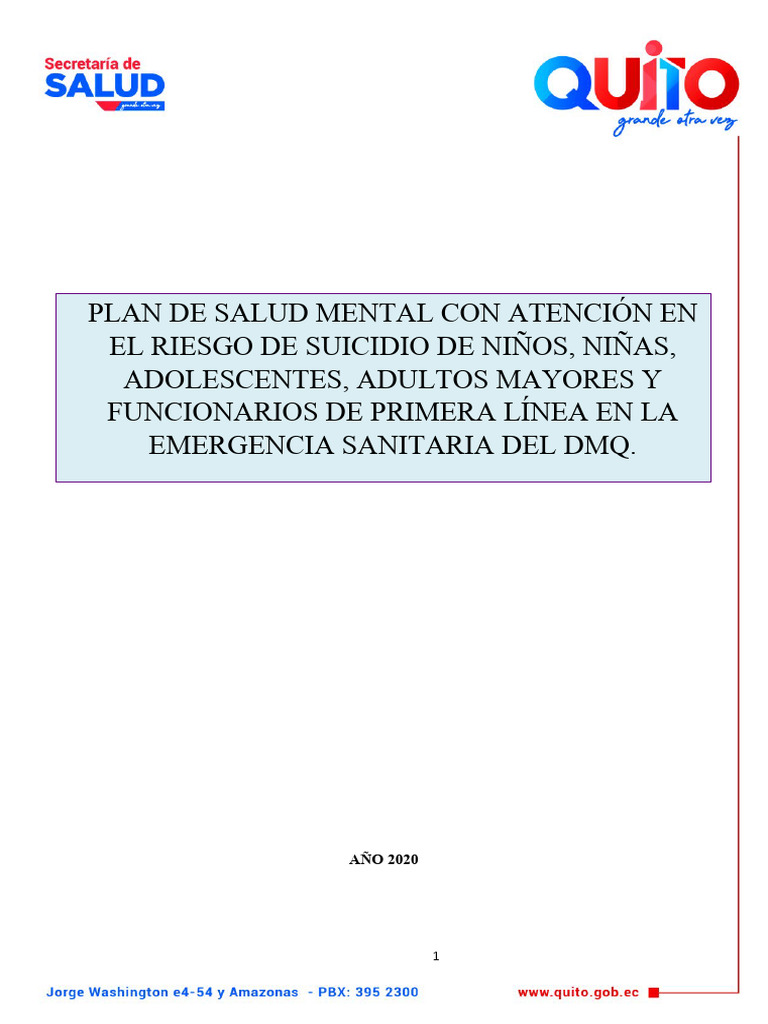 Plan de Salud Mental y Prevención del Suicidio | PDF | La violencia ...