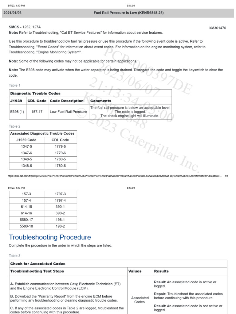 336L Fuel Rail Pressure Low | PDF | Troubleshooting | Fuel Injection