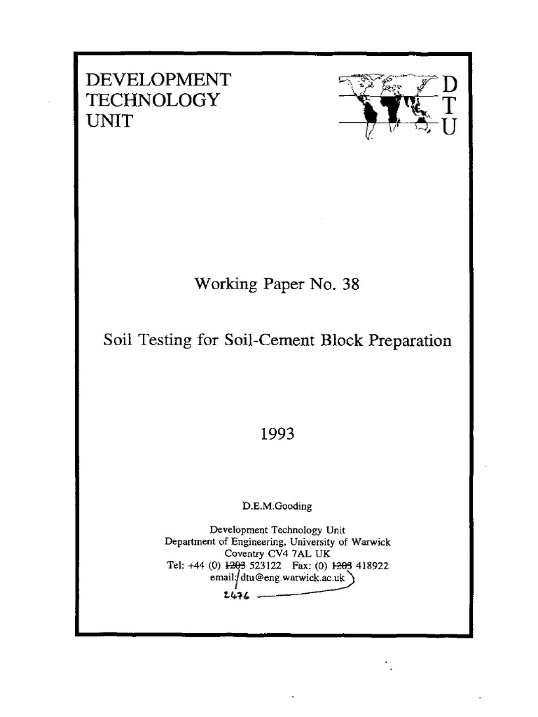 Soil Testing For Soil-Cement Block Preparation 1993 | PDF