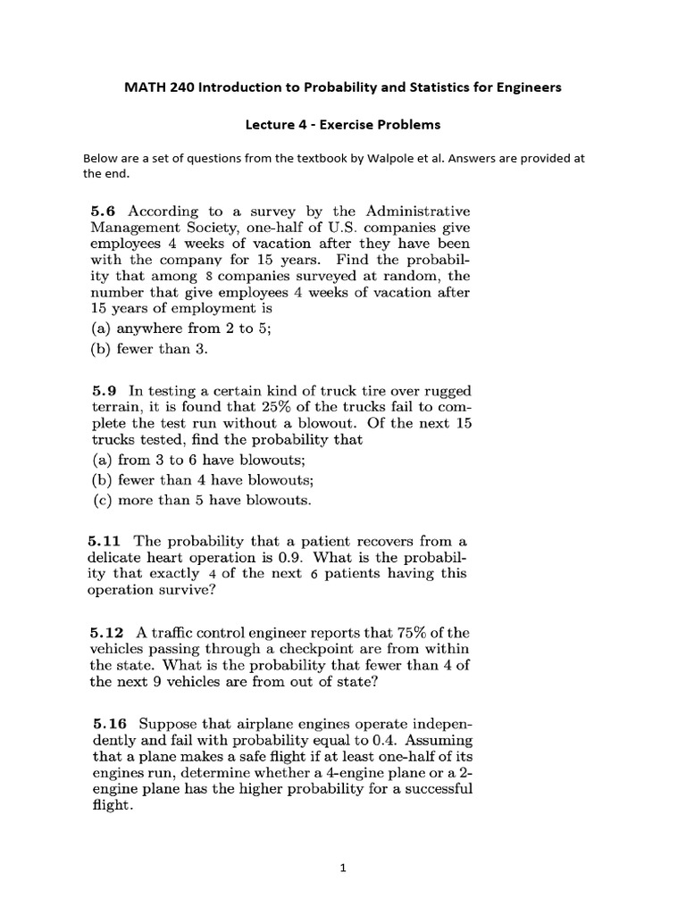 Probability and Statistics Exercises | PDF