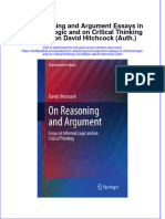 Textbook On Reasoning and Argument Essays in Informal Logic and On Critical Thinking 1St Edition David Hitchcock Auth Ebook All Chapter PDF