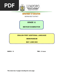 Grade 12 English FAL Paper 2 May June 2023 Marking Guidelines