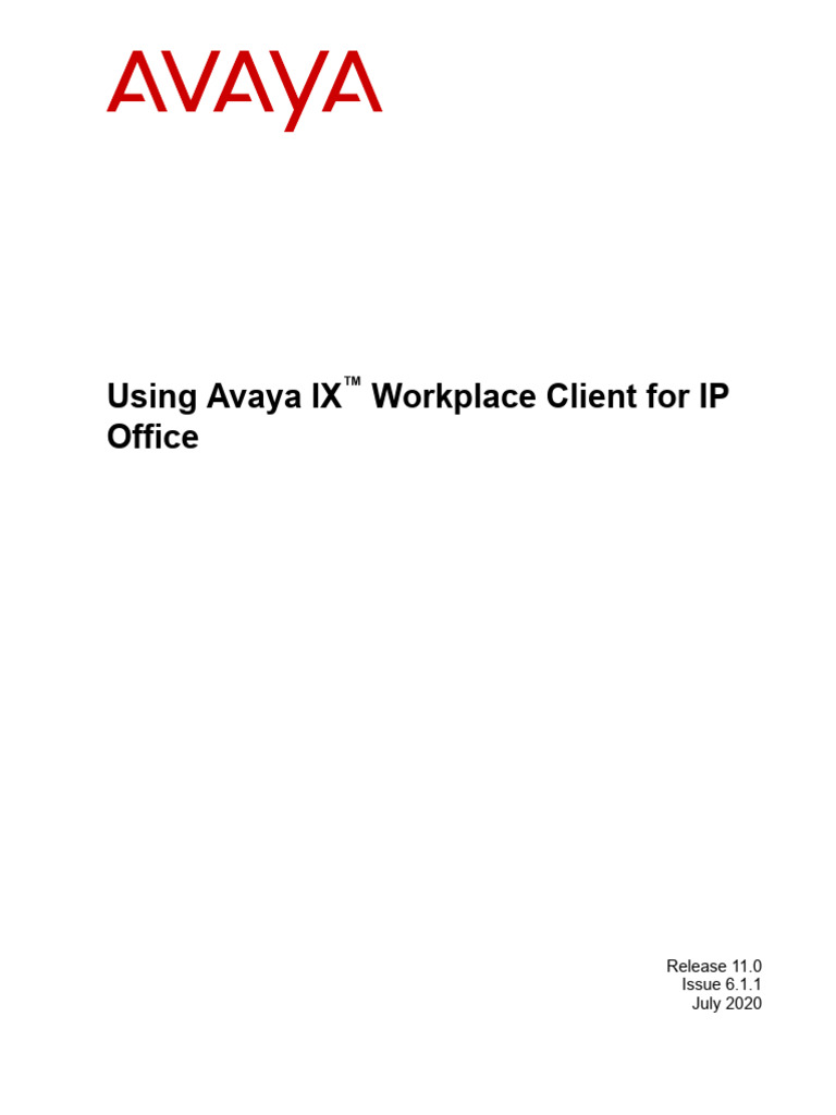 Using Avaya IX Workplace Client For IP Office - En-Us | PDF | Computer ...