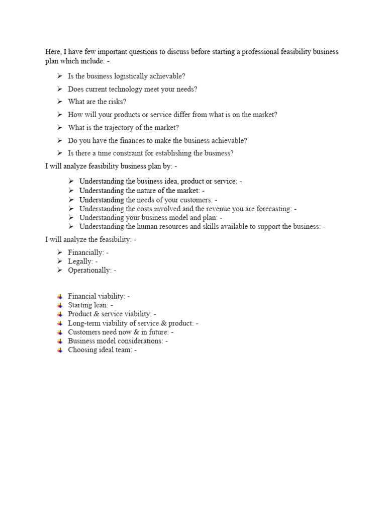 Essential Questions for Business Feasibility | PDF | Business