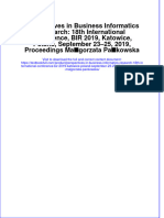 PDF Perspectives in Business Informatics Research 18Th International Conference Bir 2019 Katowice Poland September 23 25 2019 Proceedings Malgorzata Pankowska Ebook Full Chapter