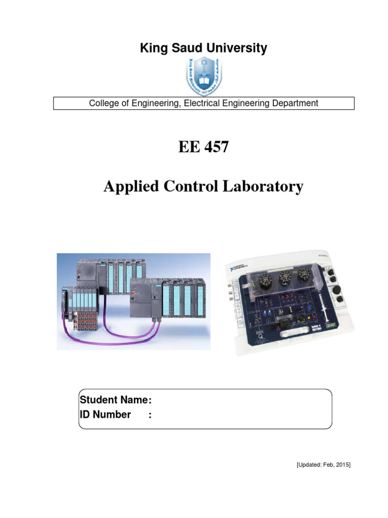 EE 457 Applied Control Laboratory Guide | PDF | Programmable Logic ...