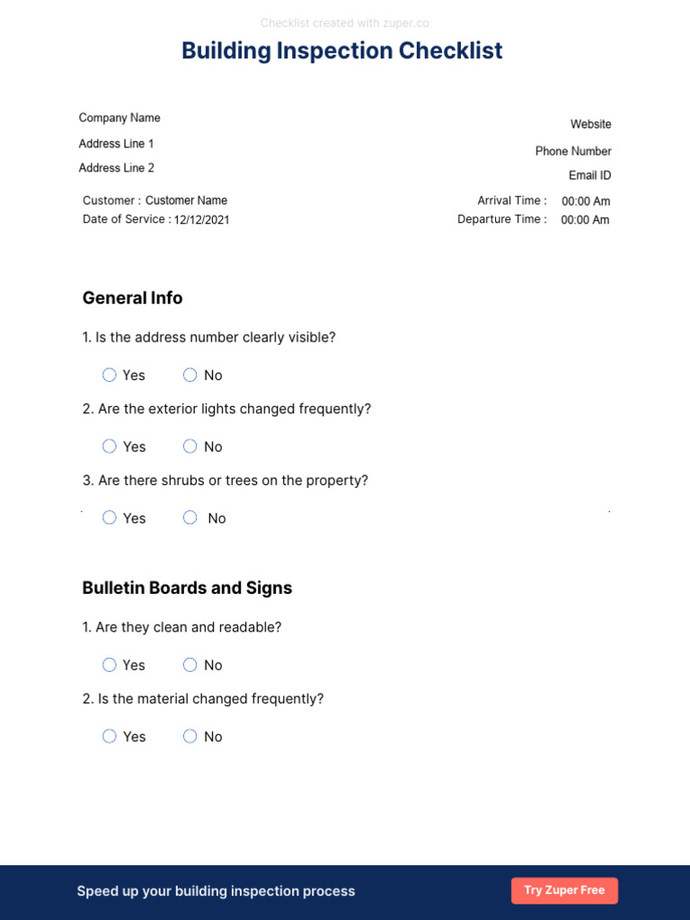 Building Inspection Checklist Template | PDF | Building Technology ...