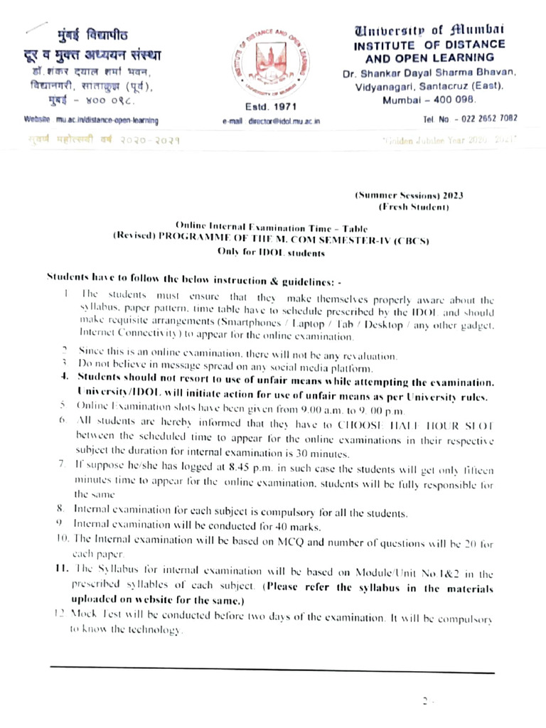 M.Com Semester-IV Online Exam Guidelines | PDF | Computing | Cyberspace