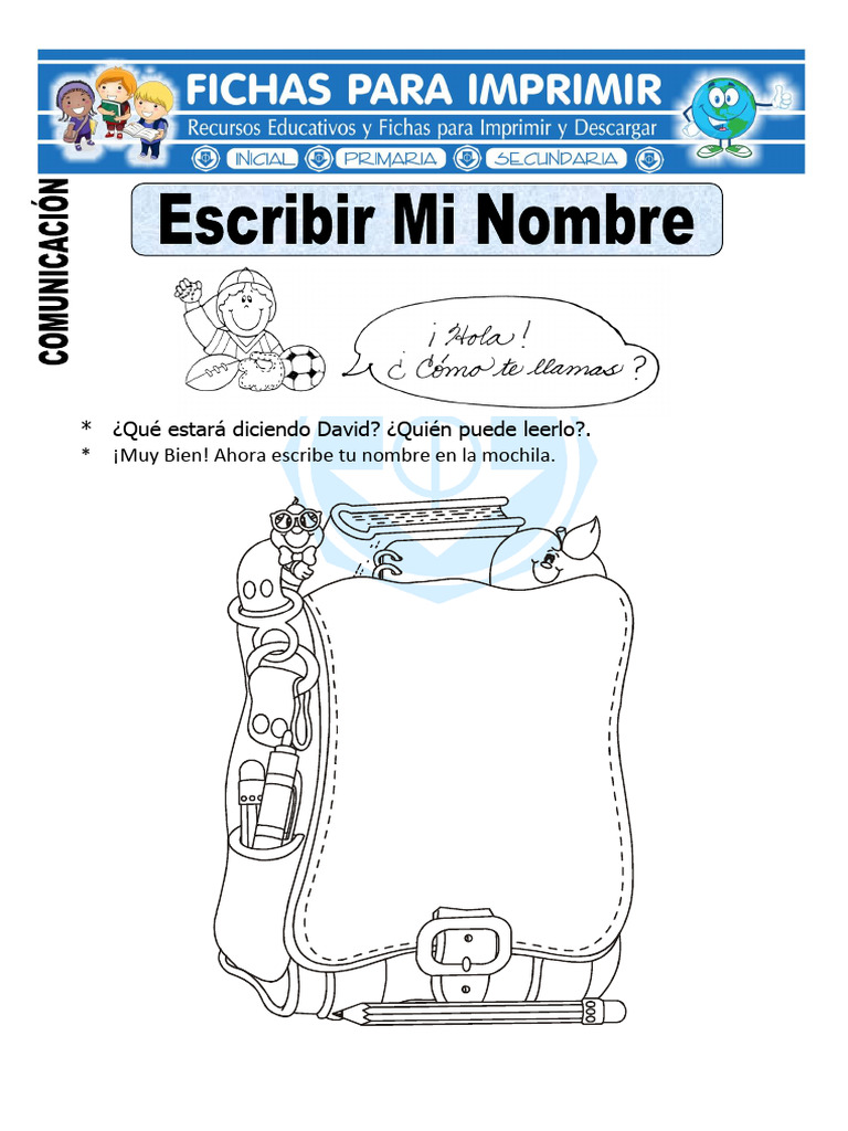 2.ficha de Escribir Mi Nombre para Primaria | PDF