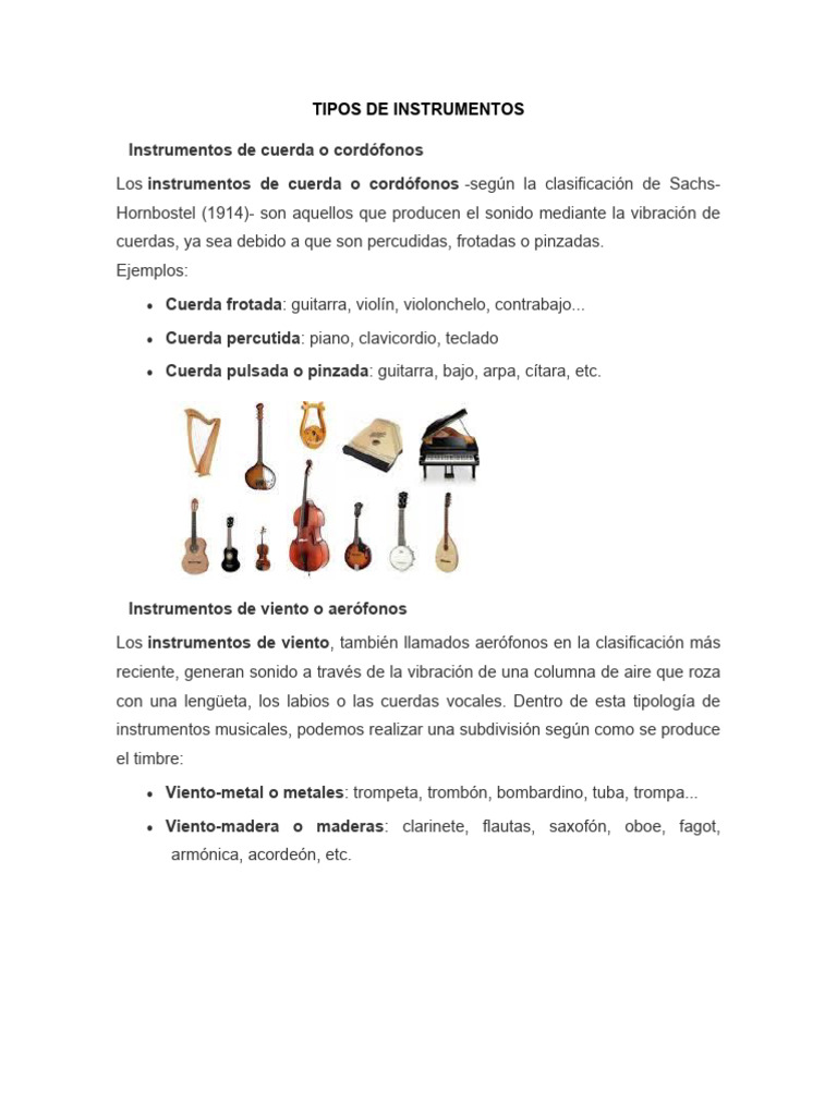Clasificación de Instrumentos Musicales | PDF
