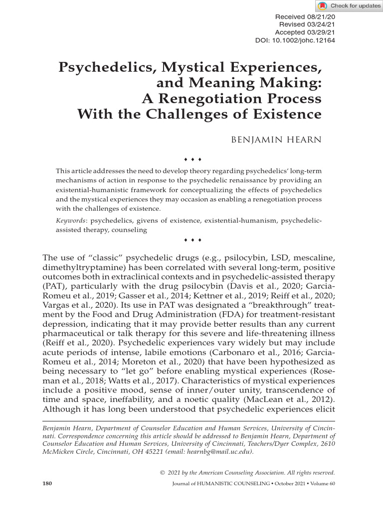 Psychedelics and Existential Meaning Making | PDF | Psychedelic Drugs ...