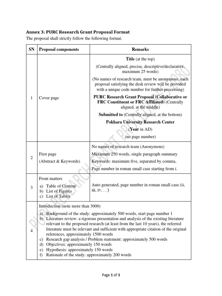 3 Purc Research Grant Proposal Format | PDF | American Psychological ...