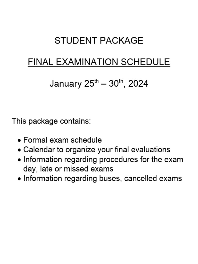 January 2024 Final Exam Schedule | PDF | Academic Term
