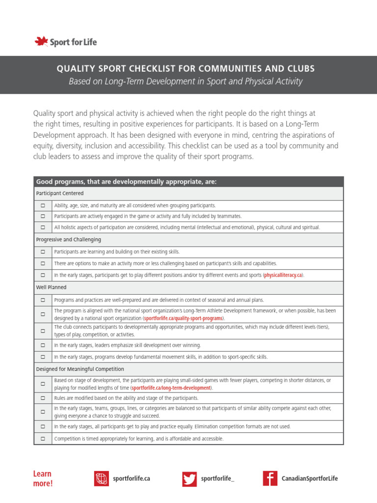 QSCC Checklist EN 20231027 WEB | PDF | Sports | Mentorship