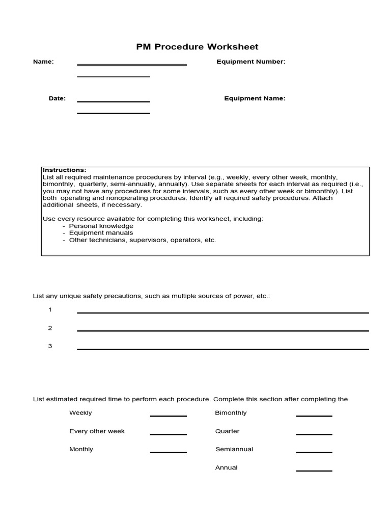 Equipment Maintenance Schedule Template | PDF | Technology & Engineering